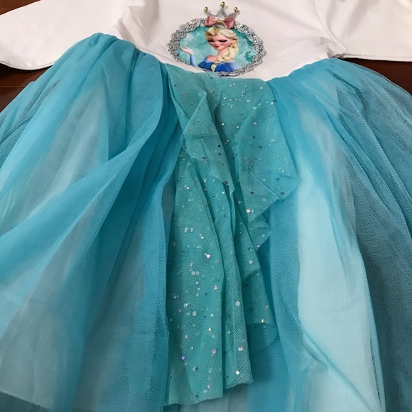 Elsa Long Sleeve Blue Sparkly Cute Dress - Picture 5 of 8